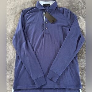Men's Greyson Navy Apache Long Sleeve Polo Golf Shirt Small